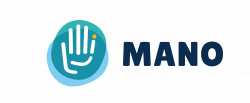 Gestileerd handpictogram in een cirkel gebruikt met daarnaast het woord MANO