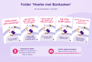 folder moeite met bankzaken in vijf talen